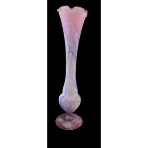 Art Nouveau Rueven hand made satin glass vase 10" tall